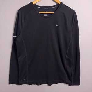 Nike Dri-Fit Miller Shirt Mens Size Large Long Sleeve Running Black